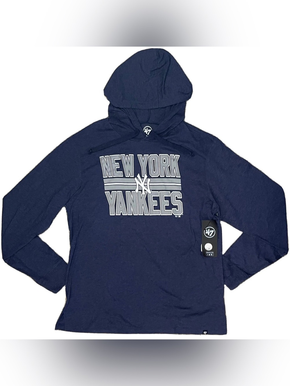 New York Yankees '47 Brand Tee Hooded Long Sleeve T-Shirt Men’s Size L Large NWT